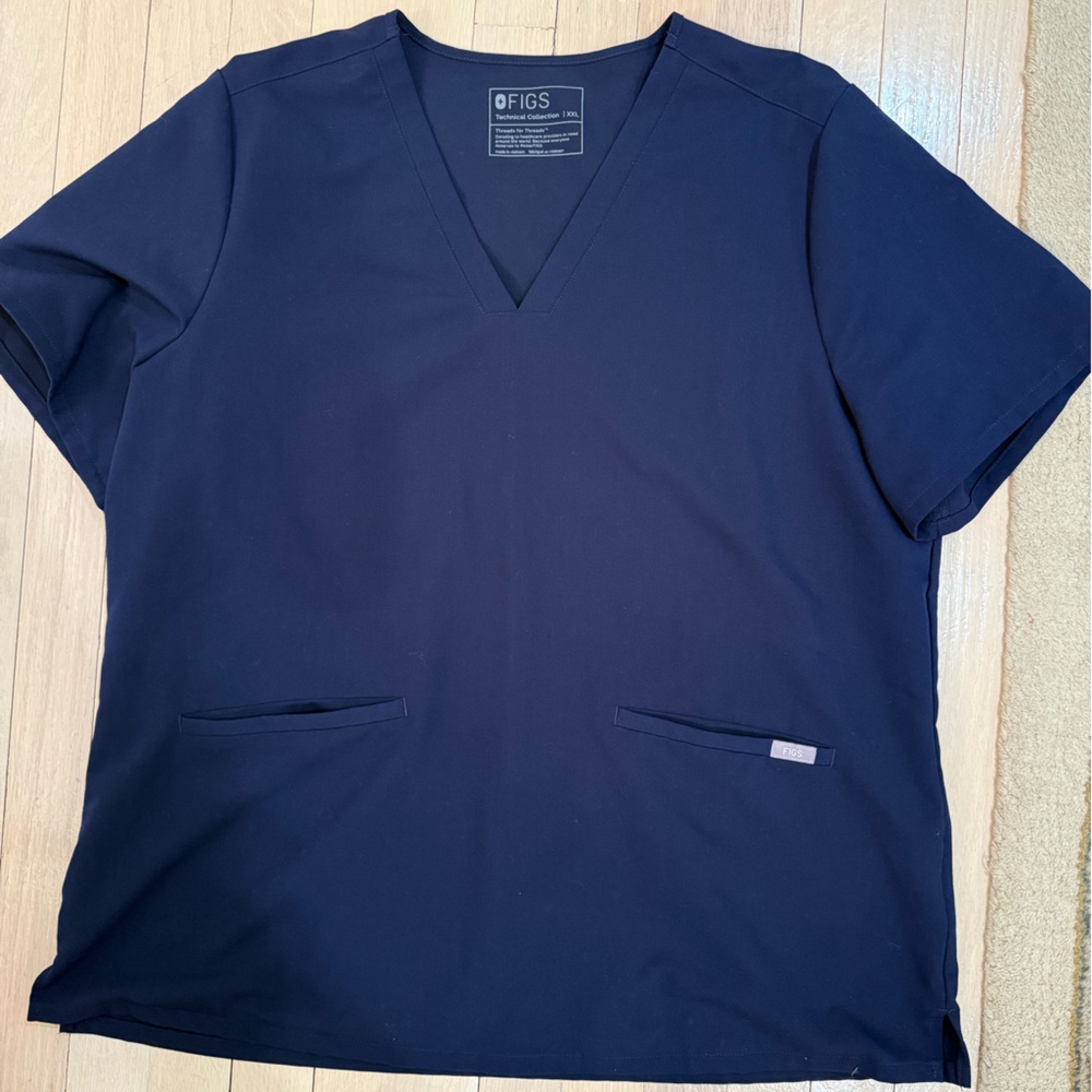 Figs Navy Short Sleeve Women's Top